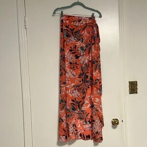 bebe Floral Maxi Skirt in Orange and Black